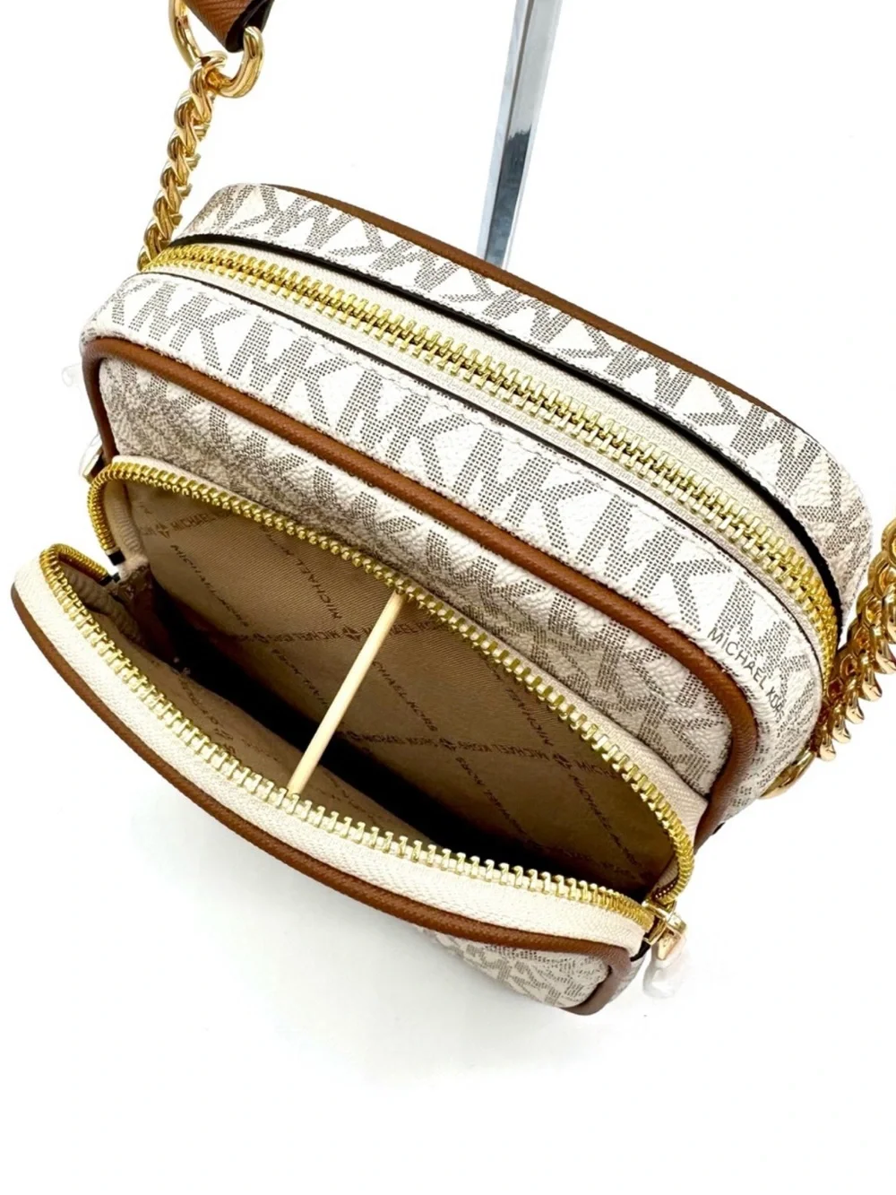 Michael Kors Medium NS Chain Xbody Bag Vanilla/Brown